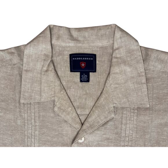 Saddlebread Cuban Pleated Lightweight Tan Linen Shirt X LARGE Cruisewear Summer - Picture 2 of 8